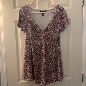 Floral v neck romper